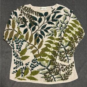 Vintage Marisa Christina Woman Plants Greenery Foliage Spring Sweater - 1X